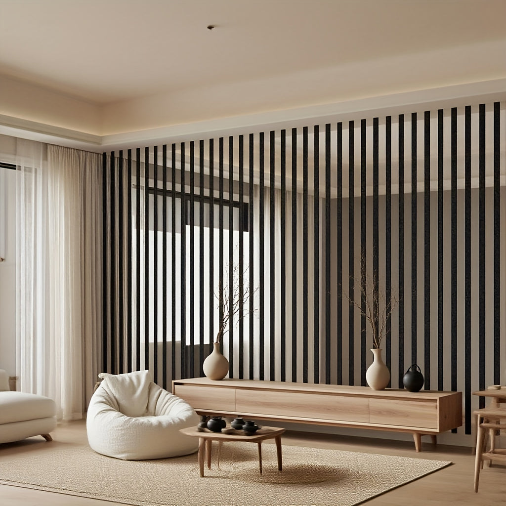 Papier peint lignes miroir serrées, doré ou argenté, 2,9 m
