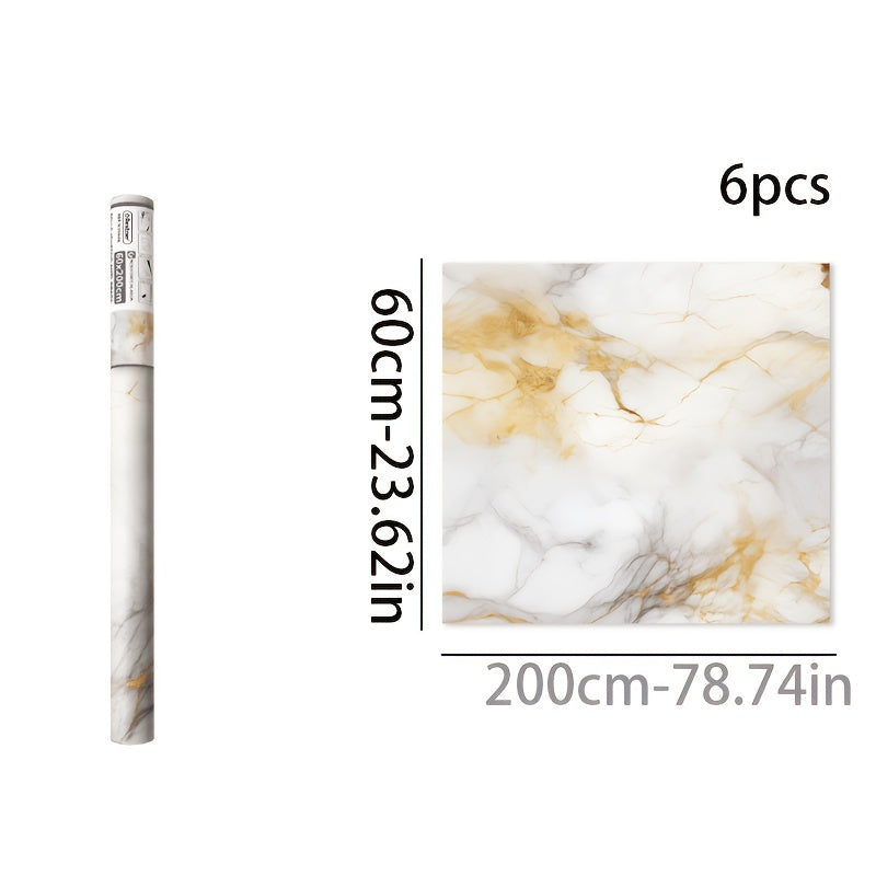 Papier peint marbre blanc et filets d'or, laize de 60 cm