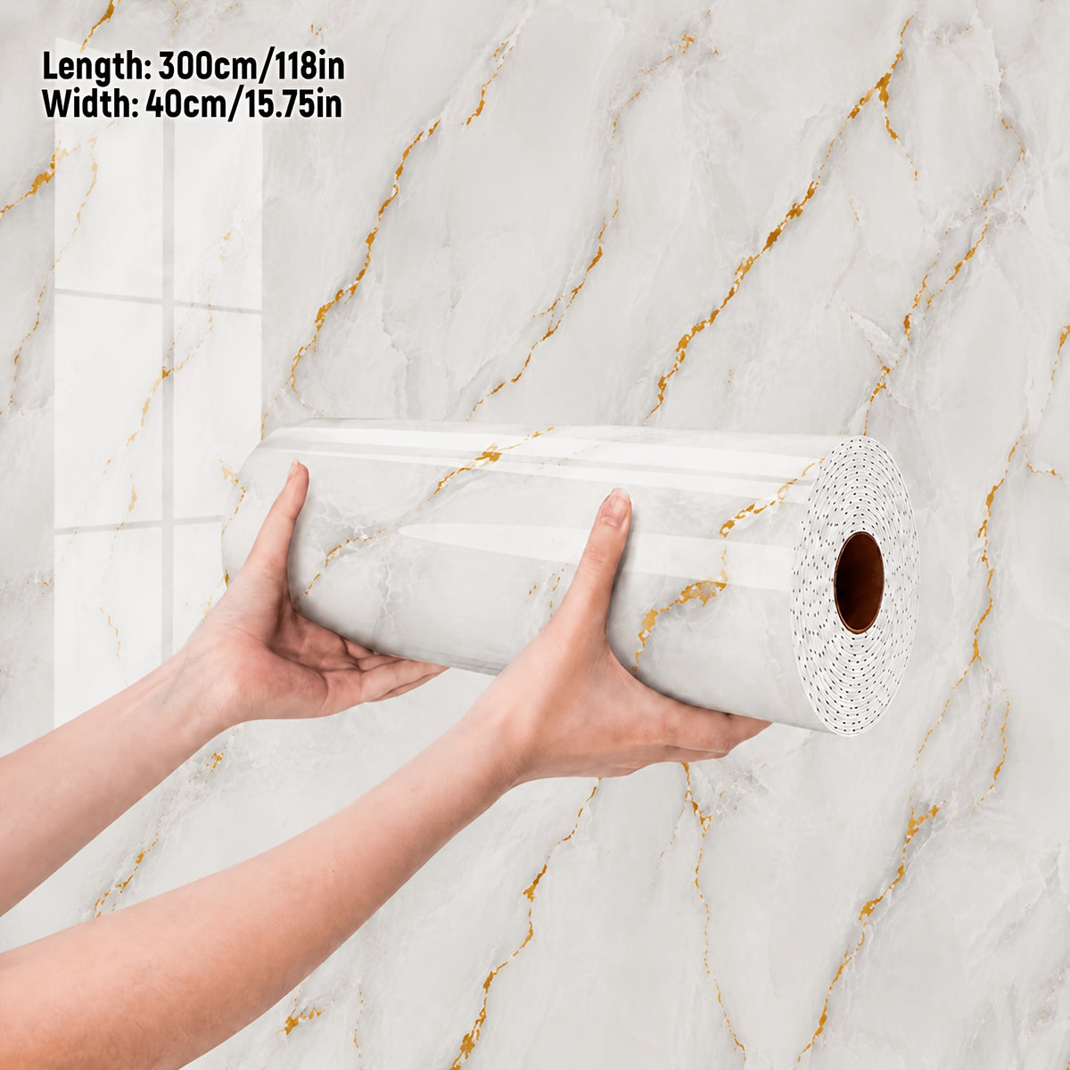 Marbre Blanc Doré / 1 Rouleau (40CM)