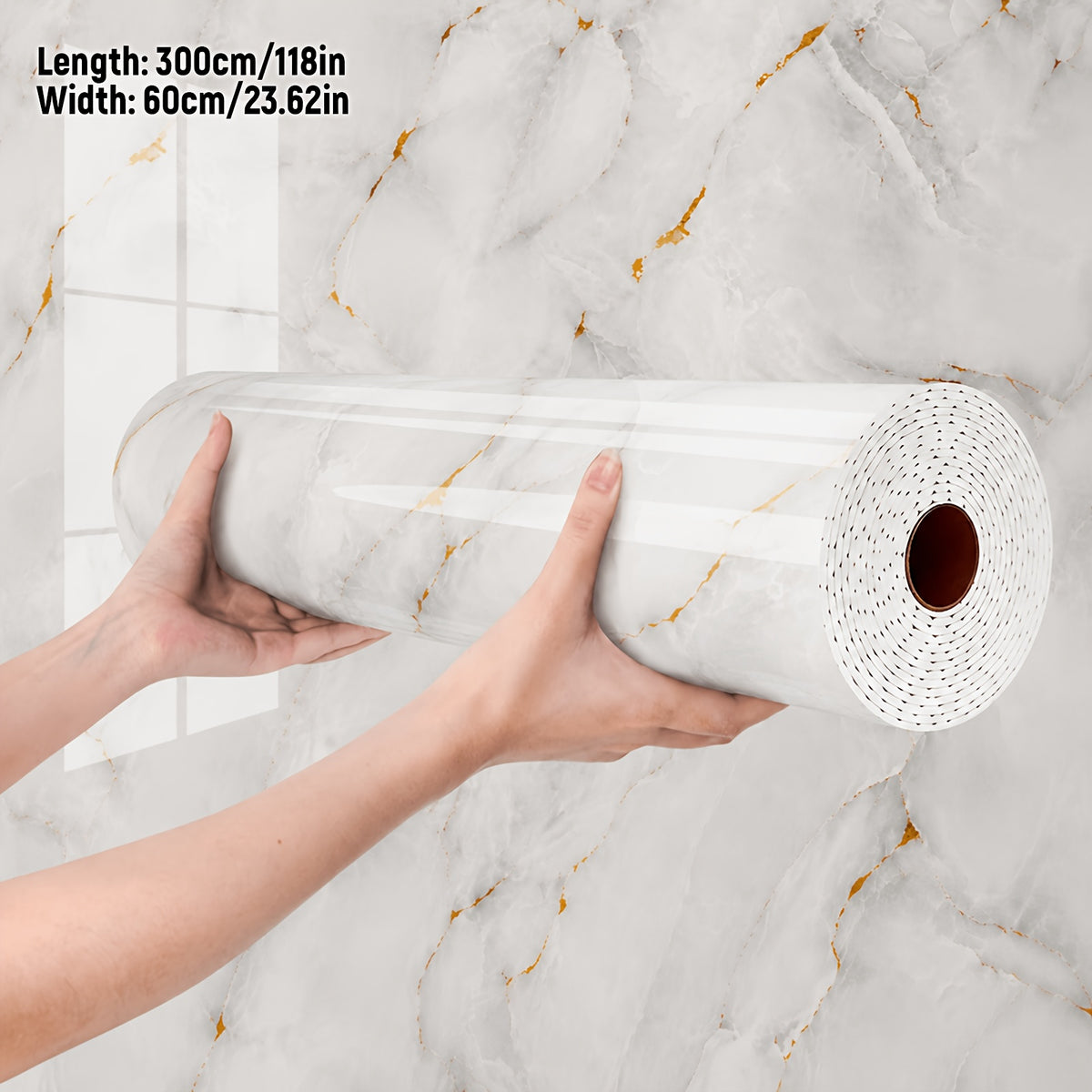 Marbre Blanc Doré / 1 Rouleau (60CM)