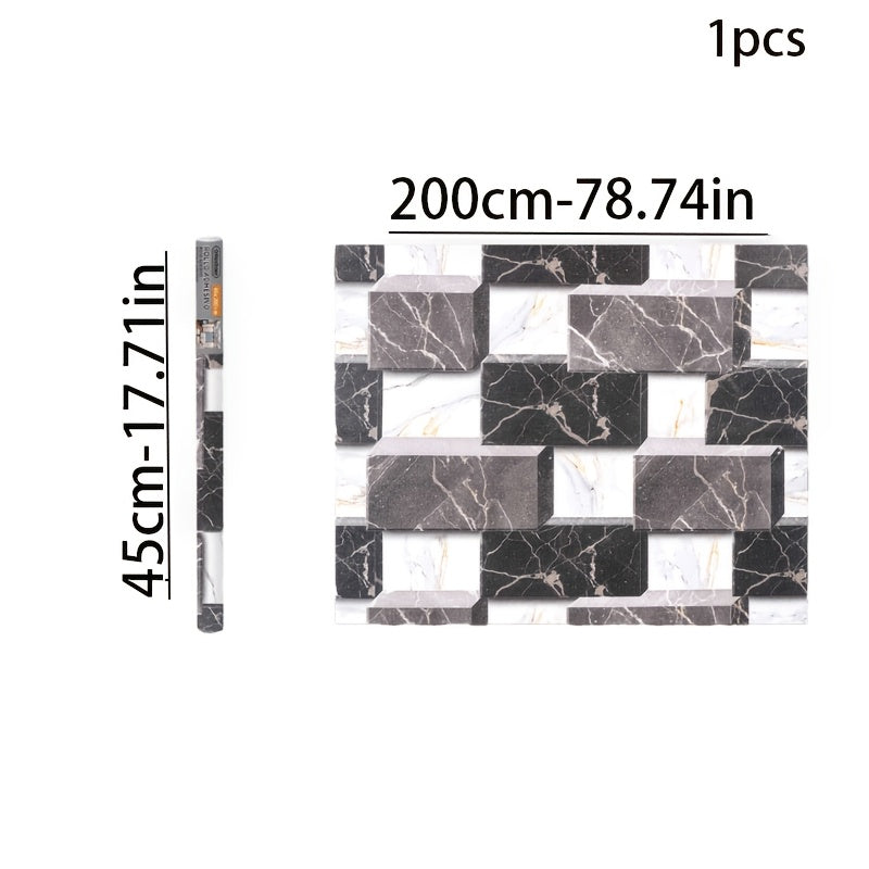 Papier peint 3D marbre et brique noir et blanc en relief