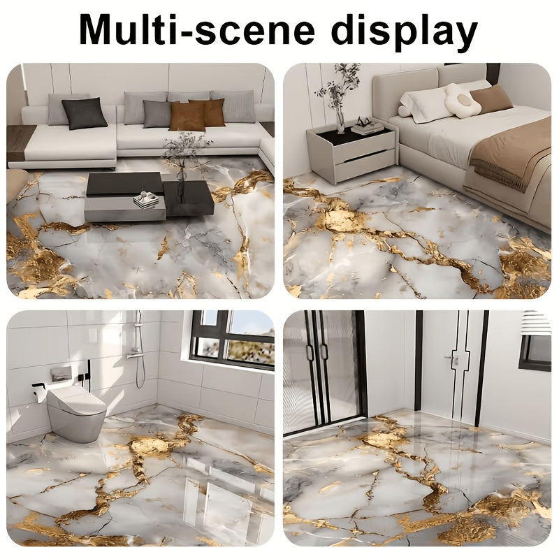 Papier peint marbre adhésif brillant, dix décors veinés d'or