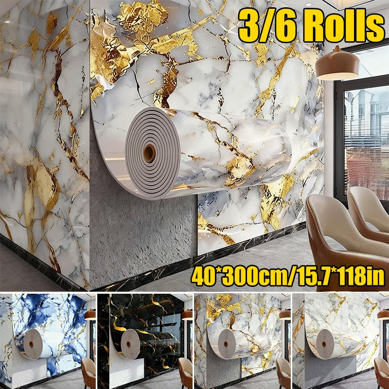 Papier peint marbre doré brillant en panneaux épais de 3 mm