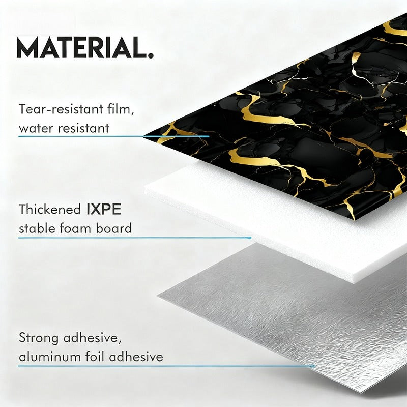 Papier peint marbre doré brillant en panneaux épais de 3 mm