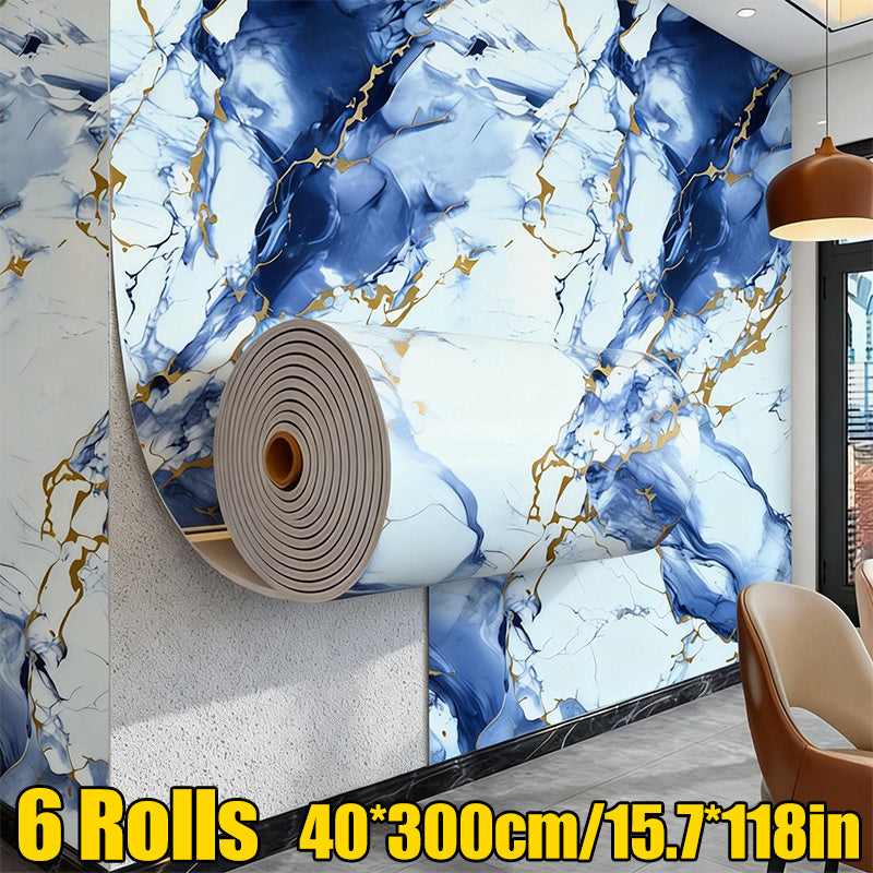Autocollant décoratif bleu et doré - 299.72*39.88cm / 6 Rouleaux Image