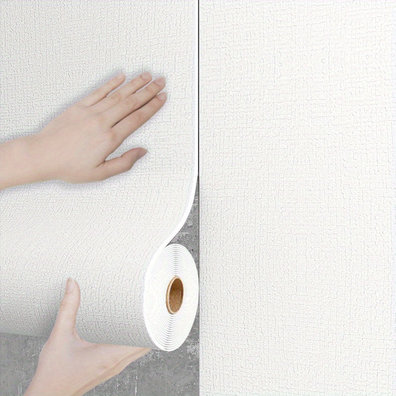 Papier peint mousse blanche à grain de lin, rouleau de 15 m