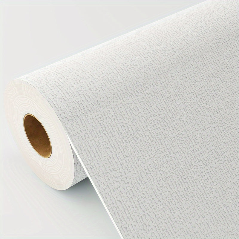 Papier peint mousse blanche à grain de lin, rouleau de 15 m