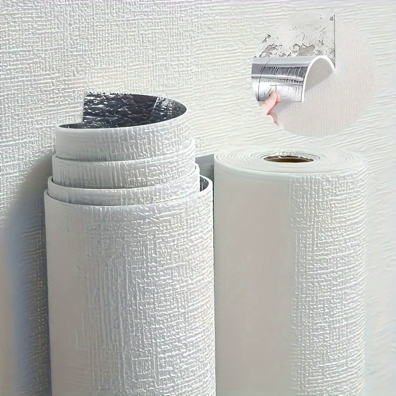 Papier peint mousse blanche à grain de lin, rouleau de 15 m
