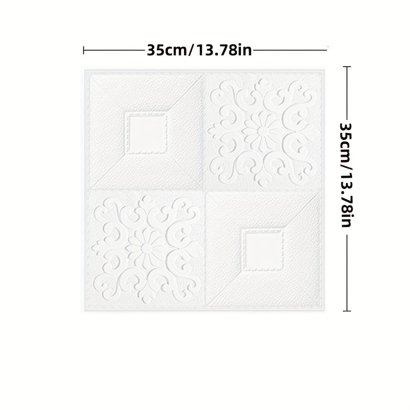 Papier peint en mousse XPE blanc damassé, lot de 100 dalles