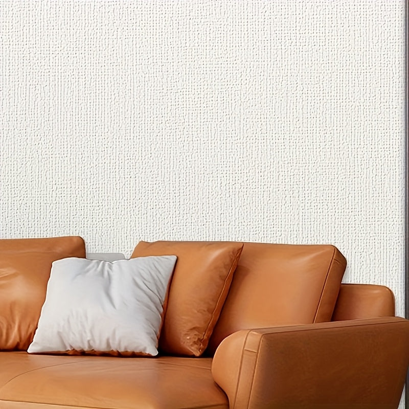 Papier peint mural blanc lin autocollant, 10 rouleaux XPE