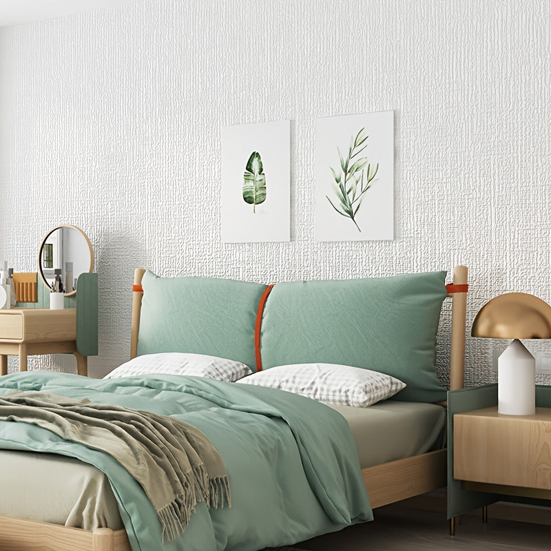 Papier peint mural blanc lin autocollant, 10 rouleaux XPE