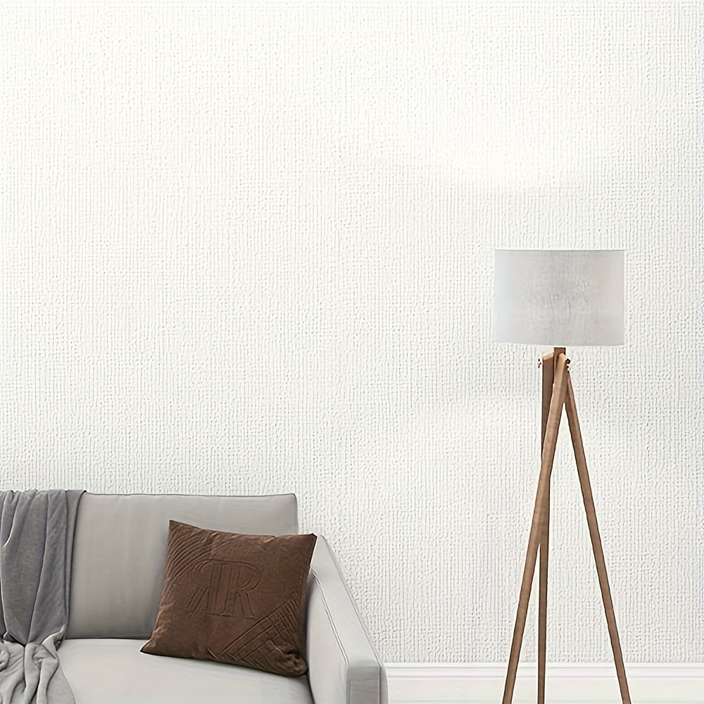 Papier peint mural blanc lin autocollant, 10 rouleaux XPE