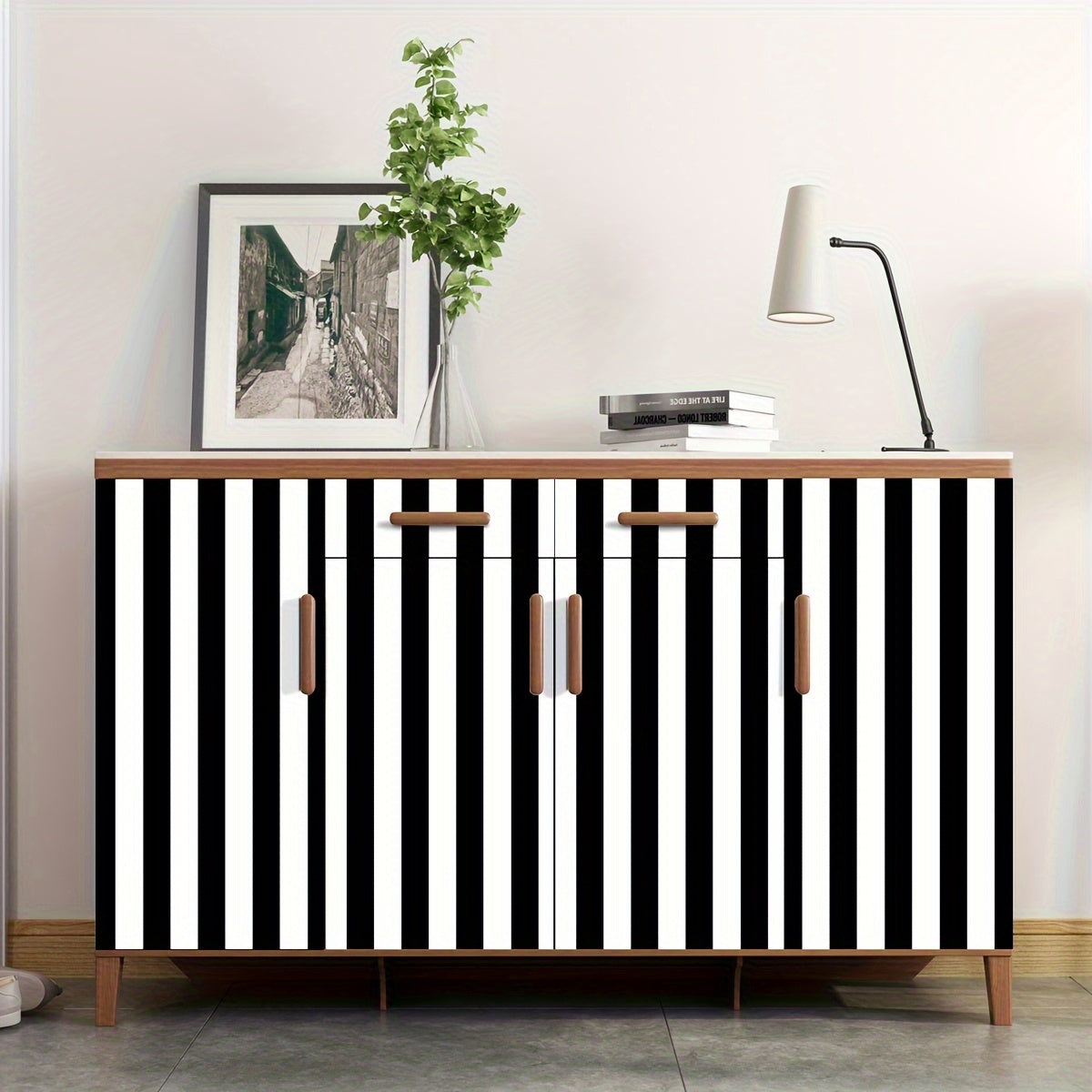 Papier peint noir et blanc, quatre longueurs, deux motifs