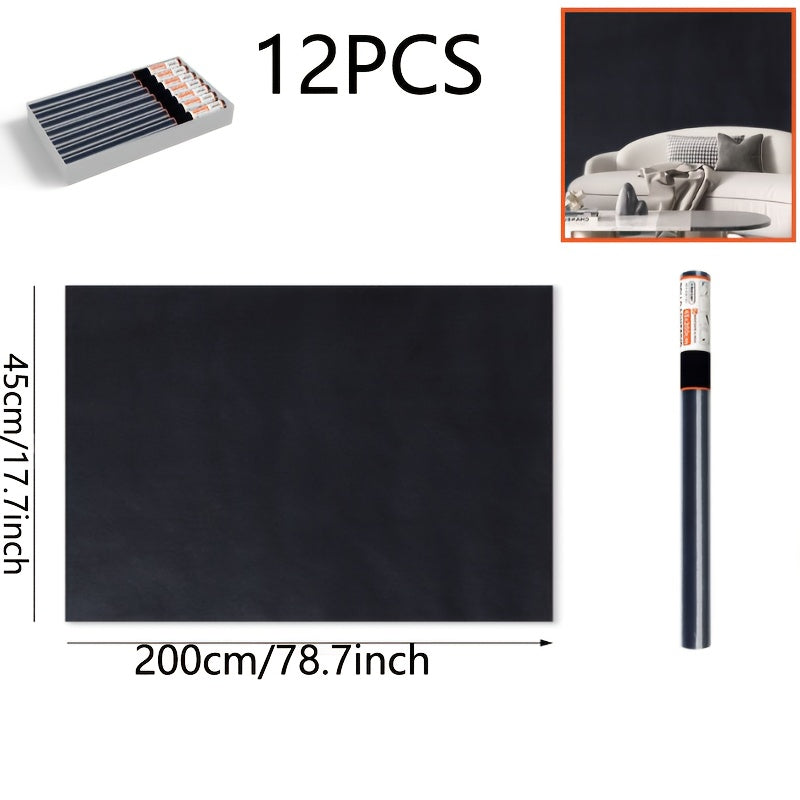 Papier peint noir mat profond en 12 rouleaux à peler et coller
