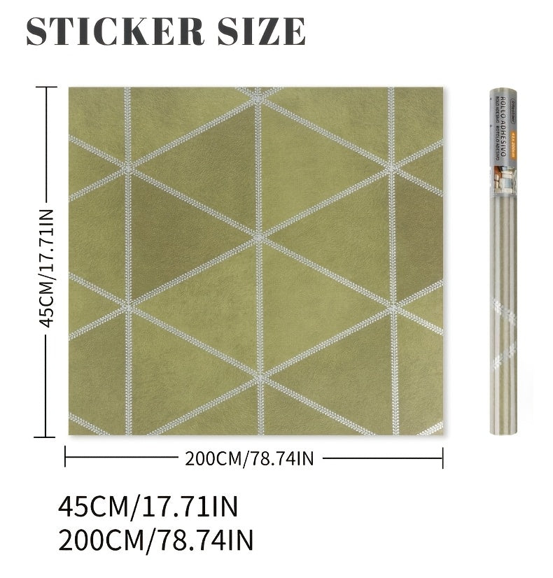 Papier peint géométrique vert olive, triangles et losanges