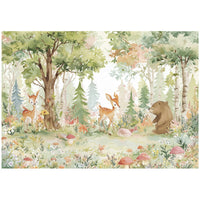 Papier peint panoramique animaux de la forêt pour chambre d'enfant