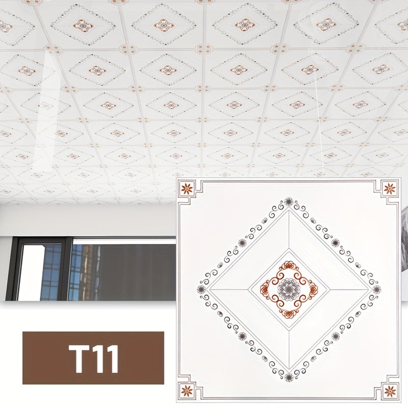 Papier peint de plafond en PVC, 52 carreaux à médaillon 30 cm