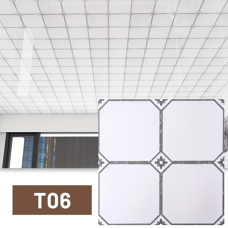 Papier peint de plafond en PVC, 52 carreaux à médaillon 30 cm