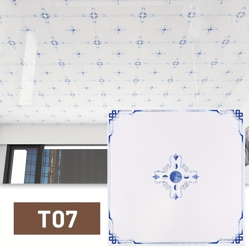 Papier peint de plafond en PVC, 52 carreaux à médaillon 30 cm