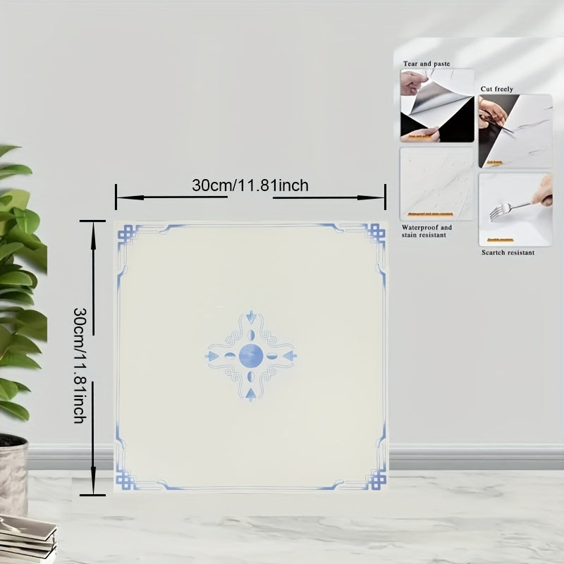 Papier peint de plafond en PVC, 52 carreaux à médaillon 30 cm