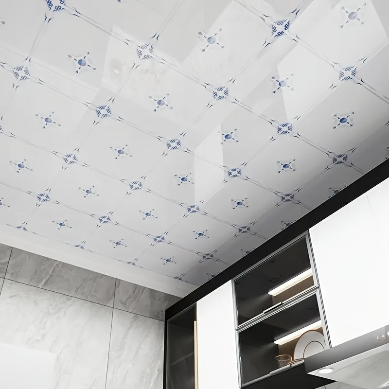 Papier peint de plafond en PVC, 52 carreaux à médaillon 30 cm