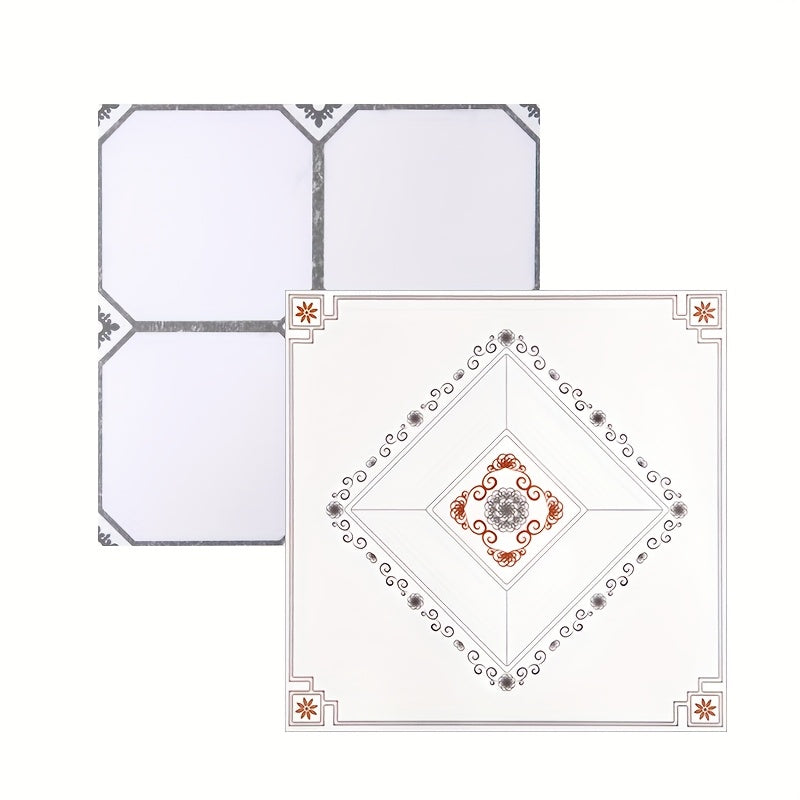 Papier peint de plafond en PVC, 52 carreaux à médaillon 30 cm