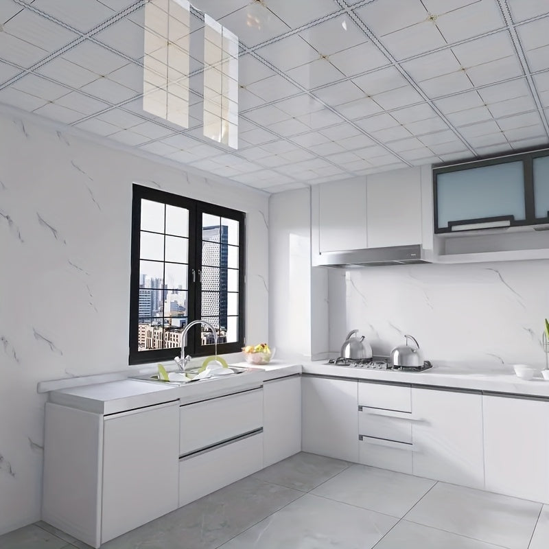 Papier peint de plafond en PVC, 52 carreaux à médaillon 30 cm