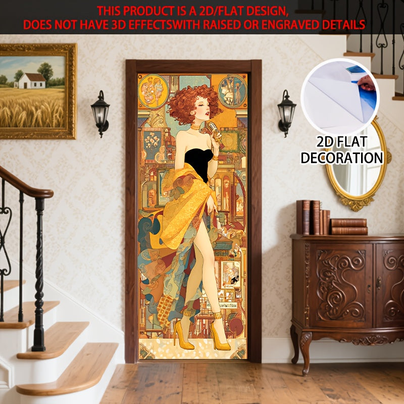 Papier peint de porte art déco, chanteuse des années 1920