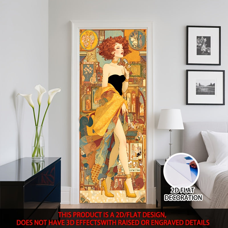 Papier peint de porte art déco, chanteuse des années 1920