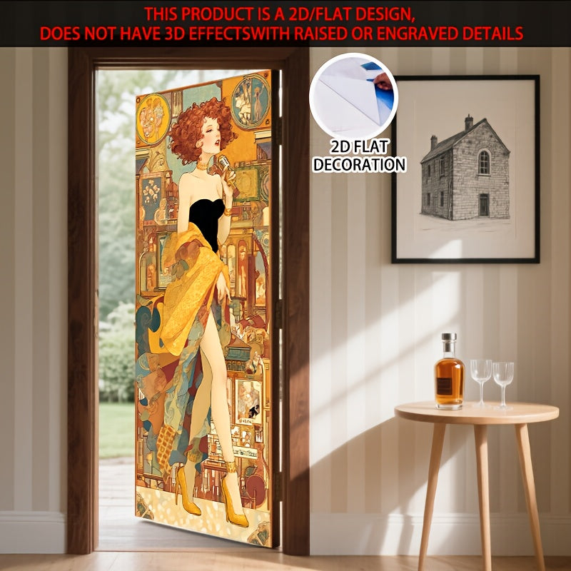 Papier peint de porte art déco, chanteuse des années 1920