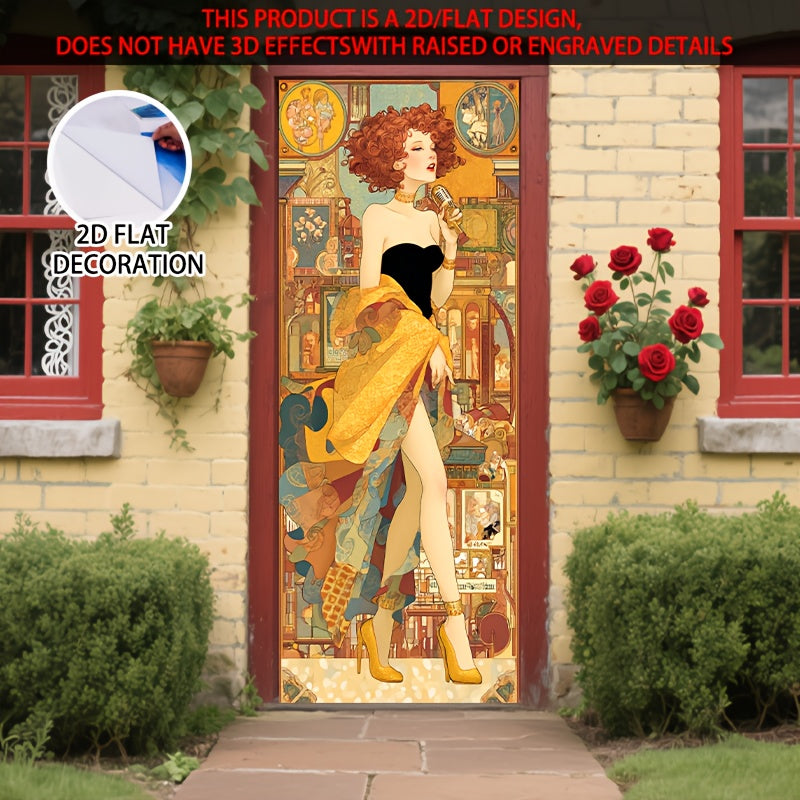Papier peint de porte art déco, chanteuse des années 1920