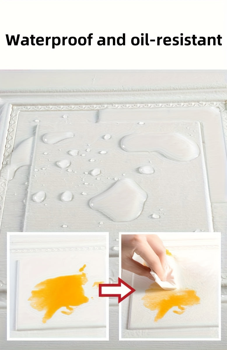 Papier peint relief caisson mouluré blanc, 40 dalles murales