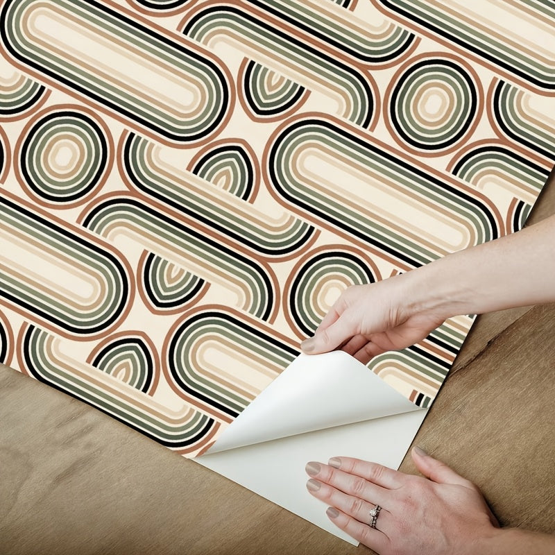 Papier peint rétro années 70 crème et terracotta, 2 largeurs