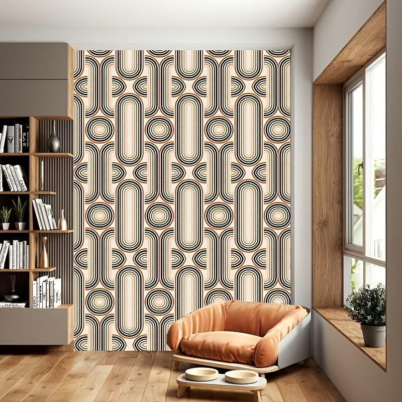Papier peint rétro années 70 crème et terracotta, 2 largeurs