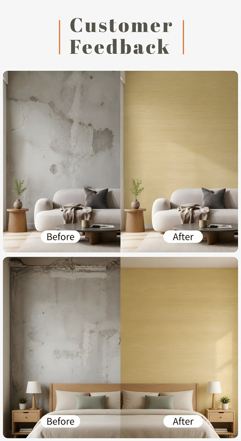 Papier peint sable au grain de bois estompé, huit rouleaux