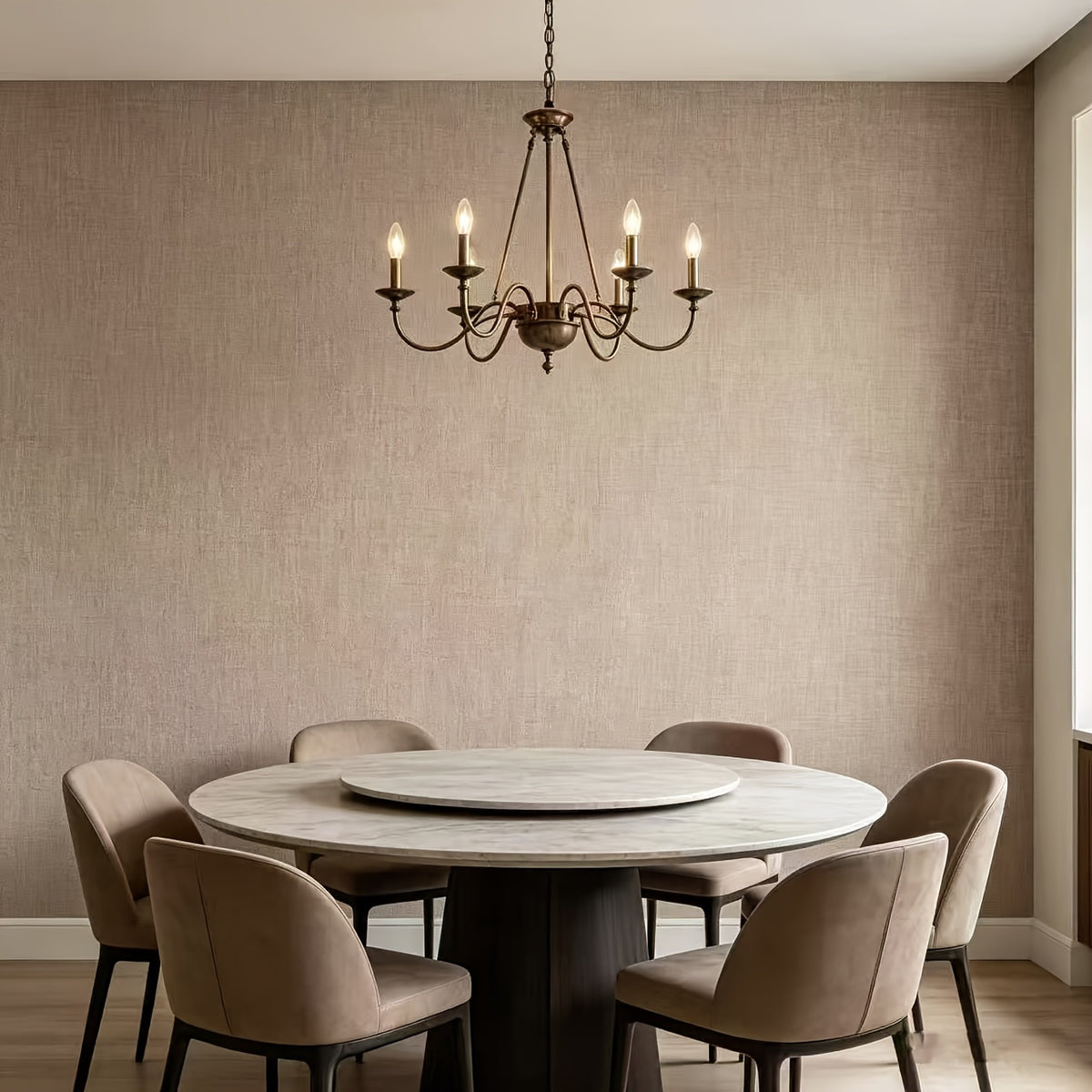 Papier peint effet toile de lin beige rosé, 8 rouleaux gravés