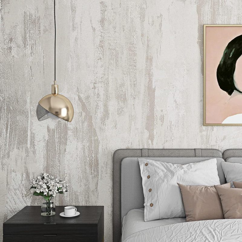 Papier peint vinyle enduit gratté écru, lé étroit de 40 cm