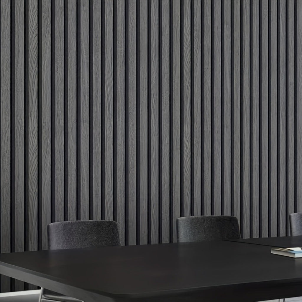 Papier peint vinyle effet lattes gris foncé, rouleau de 5 m