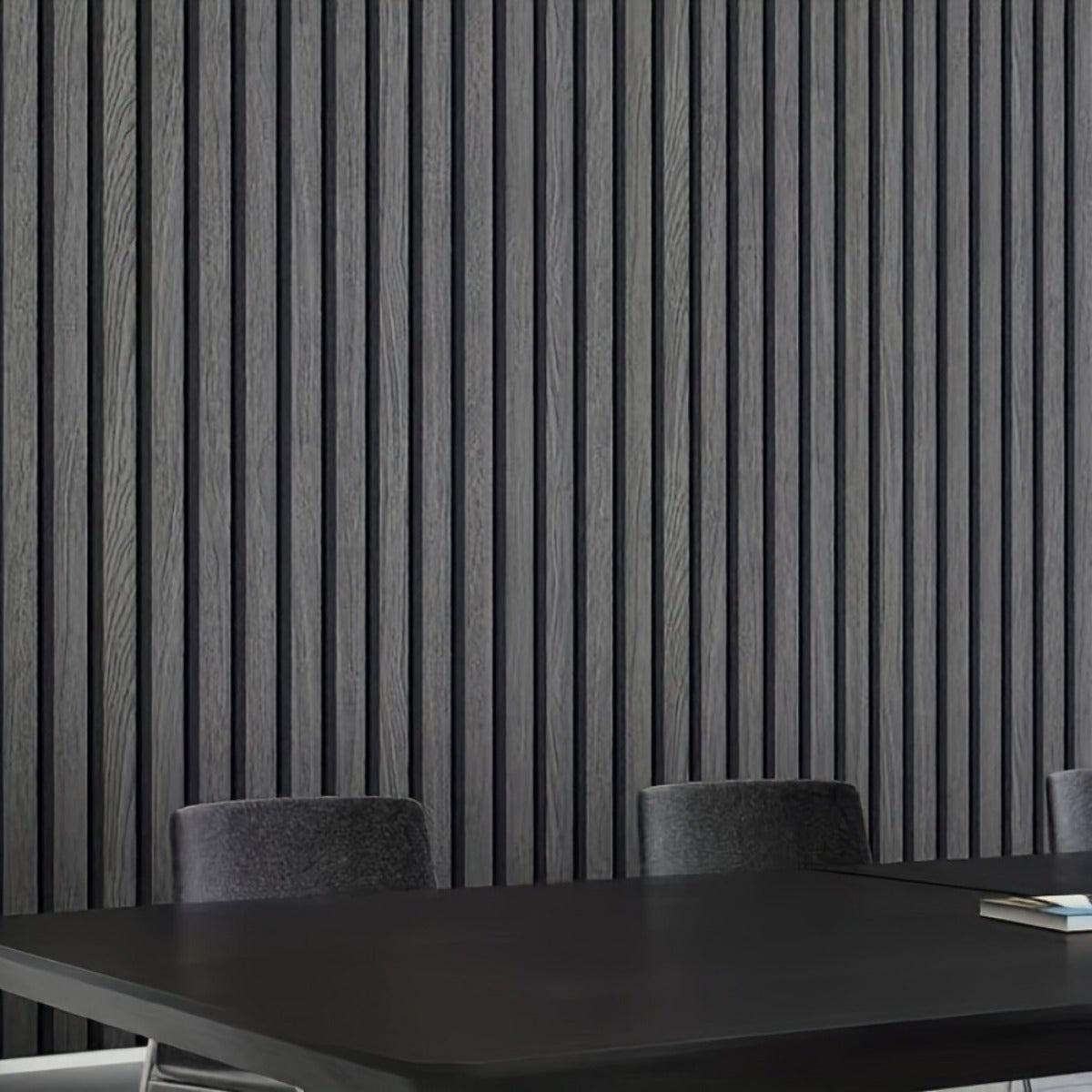 Papier peint vinyle effet lattes gris foncé, rouleau de 5 m