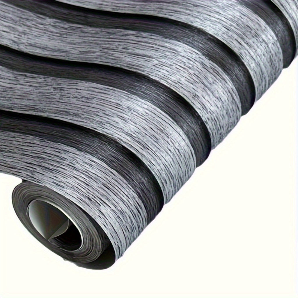 Papier peint vinyle effet lattes gris foncé, rouleau de 5 m