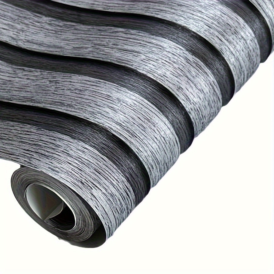 Papier peint vinyle effet lattes gris foncé, rouleau de 5 m
