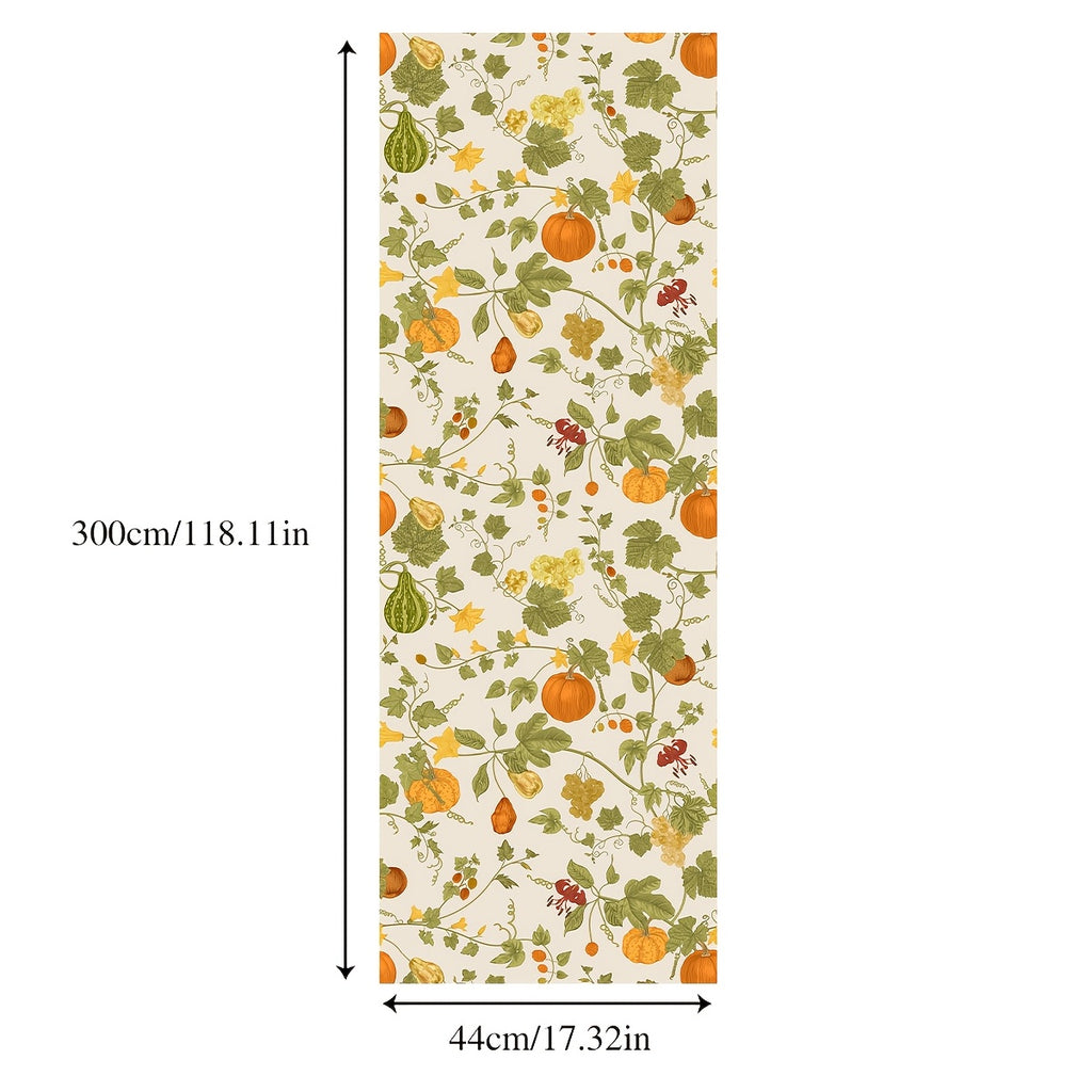 Papier peint vinyle motif récolte, courges et feuillages