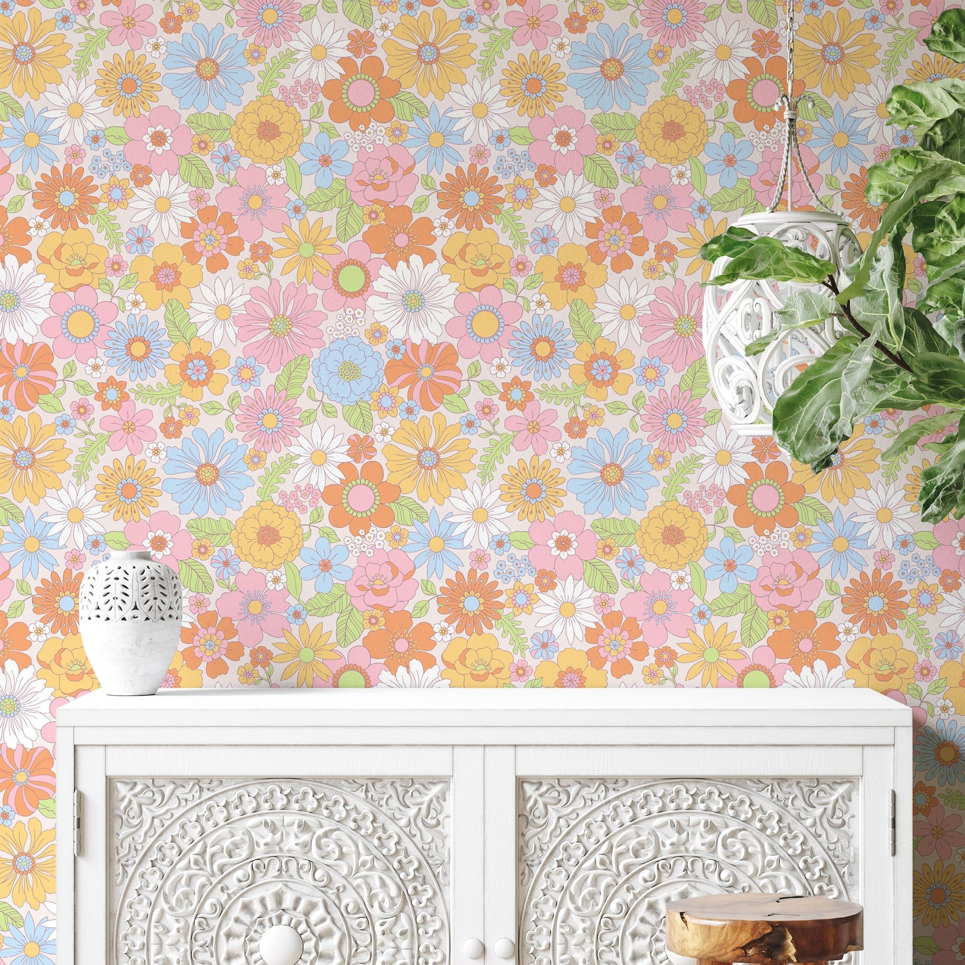 Papier Peint Floral Frais  Coller  tanche Vinyle Amovible pour la Dcoration de la Maison 4496cm x 1999cm ou 4496cm x 29997cm