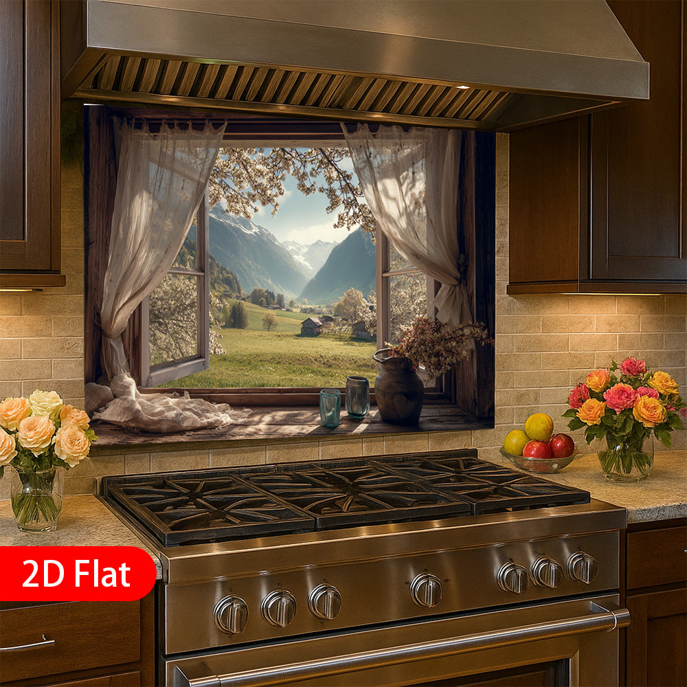 1 rouleau de papier peint moderne pour fentre de cuisine  Autocollant en PVC autoadhsif avec une scne de campagne facile  appliquer et  retirer sans rsidus  Convient pour la cuisine le salon la chambre  coucher  Dcoration de paysage de camp