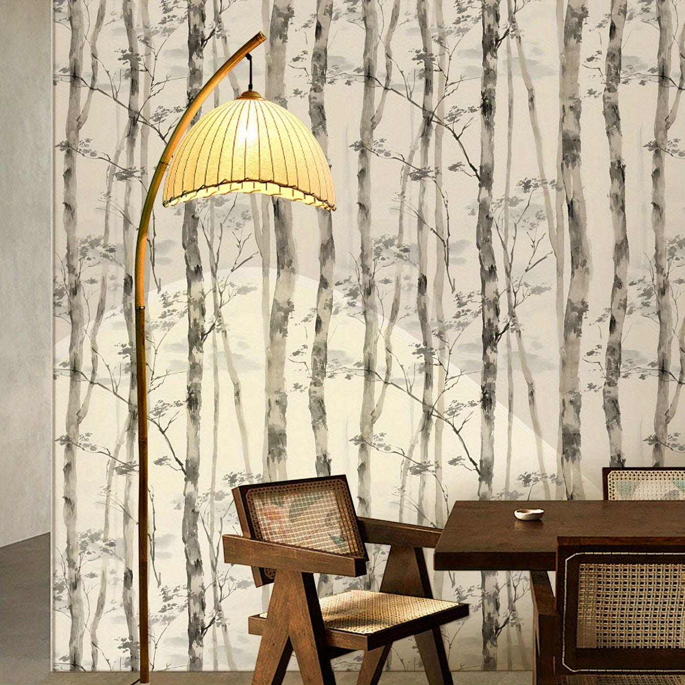 1 Roll Thick Ink Forest Self Adhesive Vinyl Wallpaper Peel And Paste Removable Waterproof Anti Staining And Impermeable Base Color Suitable for Home DecorationRenovation Bedroom Kitchen Living Room Cabinet Self Adhesive Wallpaper Wall Stickers