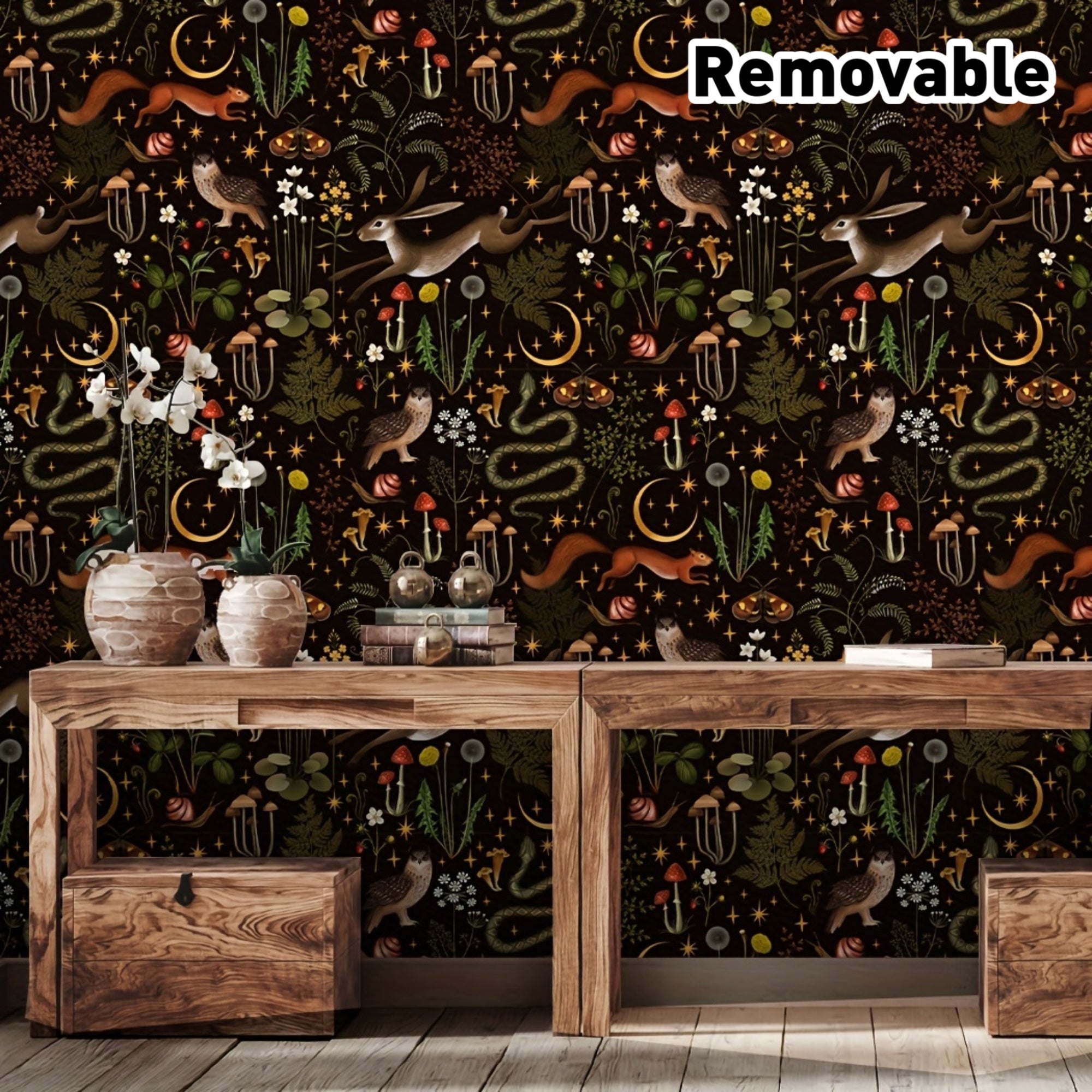 4496cm1999cm1pc Dark Floral Wall Mural Forest Plant and Flower Wallpaper Floral Wallpaper Forest Animal Wall Painting Removable Wallpaper Reusable Wallpaper RW343 344