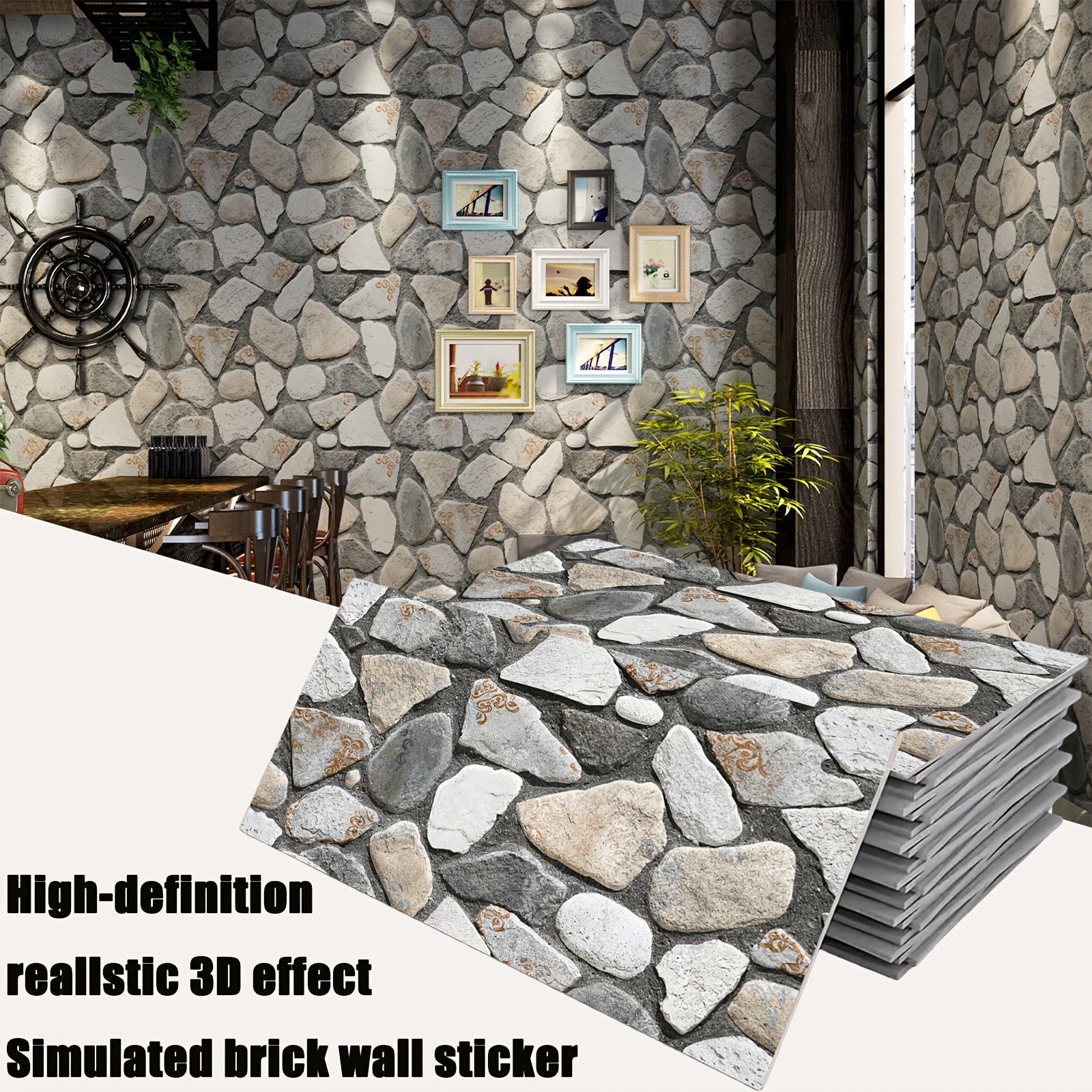 50100pcs Stickers Muraux 3D Rtro Luxe Brique et Pierre Panneaux Muraux Imitation Brique et Pierre Haute Dfinition Texture Mate Carrelages Dcoratifs Suspendus Impermables et Durables Faciles  Nettoyer