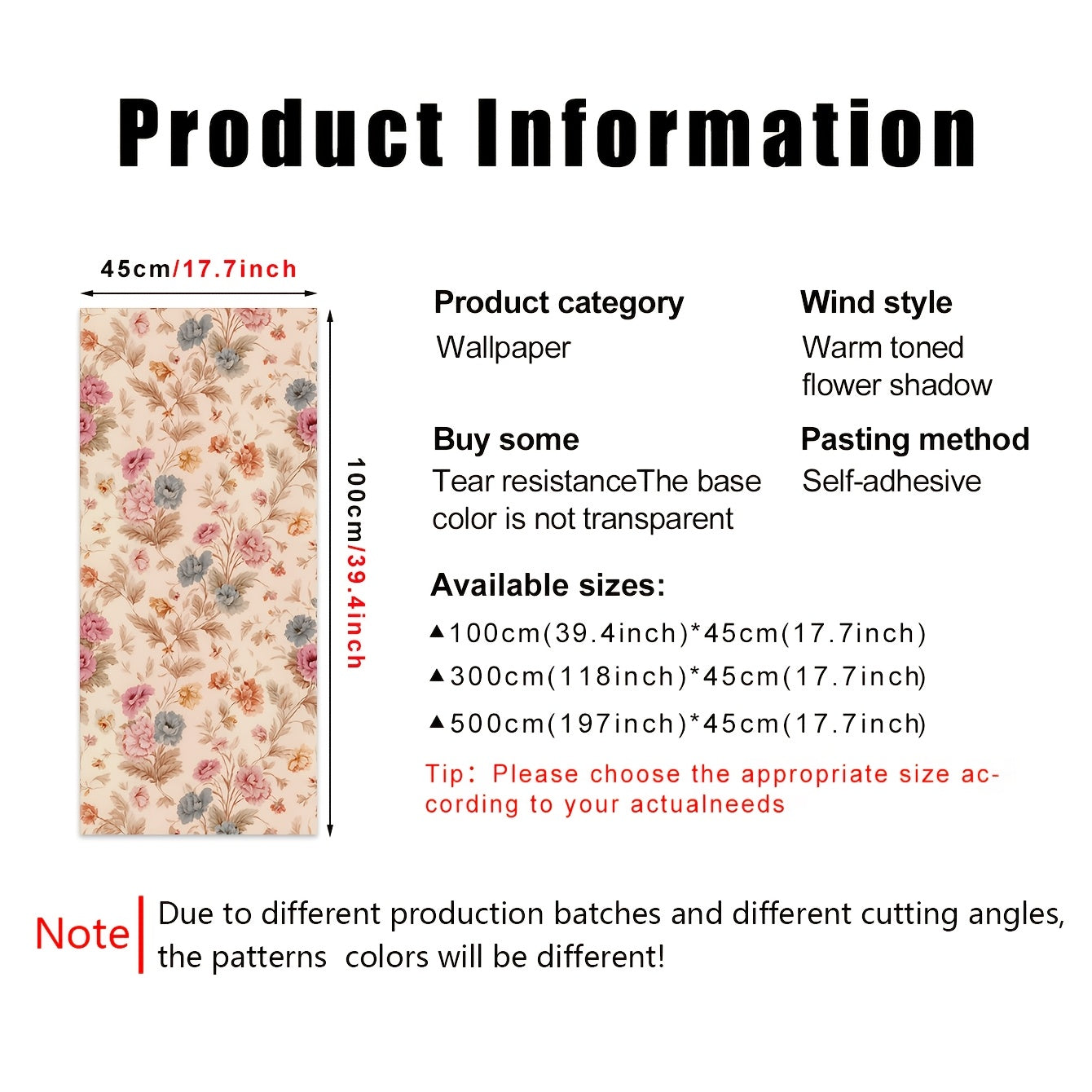 1 Rouleau de Papier Peint Vinyle Style Rtro Floral Pastoral pais 024Mm 1M3M5M  Facile  Dcoller et  Coller Amovible Discret Facile  Nettoyer Convient pour la Dcoration de la Maison la Dcoration de Pice Papier Peint Moderne Papier Peint 
