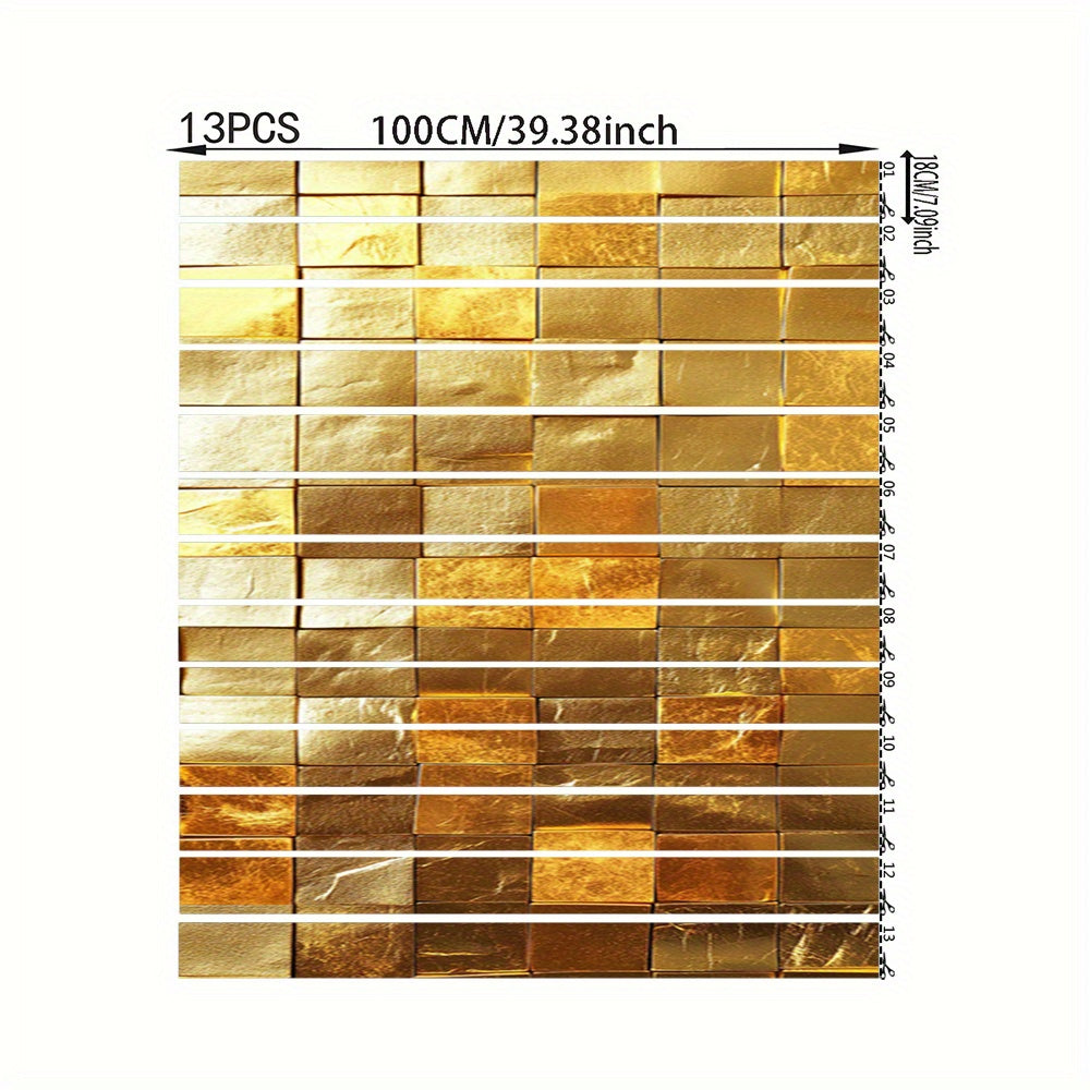 Stickers de contremarche dorés, 13 bandes de 100 x 18 cm