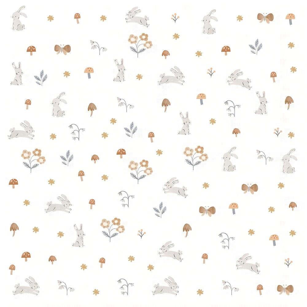 Stickers muraux lapins et fleurs, décor de chambre d'enfant
